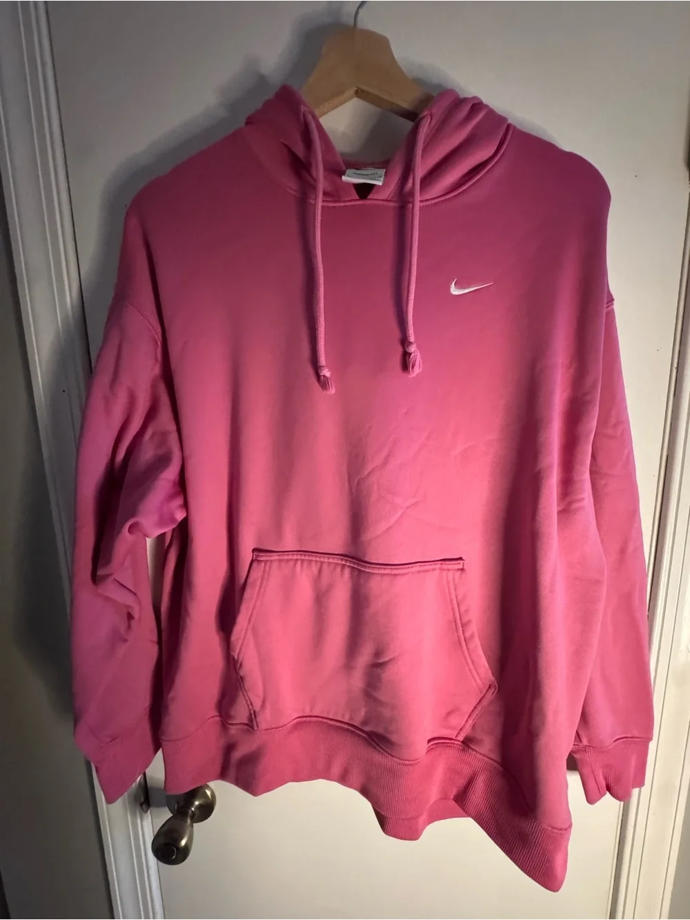 Nike Pink Women's Crewneck Hoodie with White Swoosh